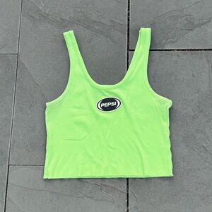 Forever 21 Green Crop Top with Pepsi Logo Size Small